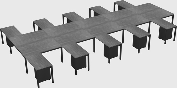 Shared l-shaped desk