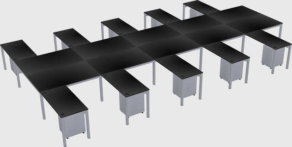 Shared l-shaped desk