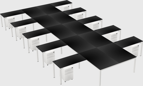 Shared l-shaped desk