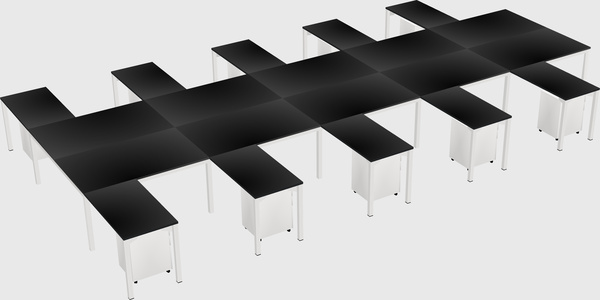 Shared l-shaped desk
