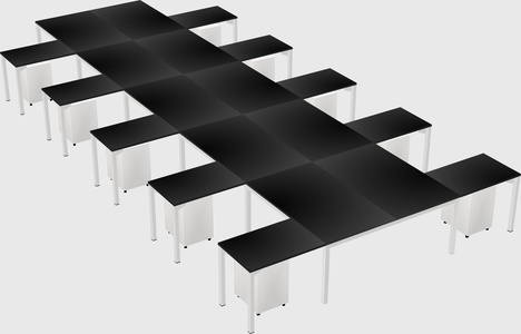 Shared l-shaped desk