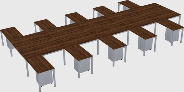 Shared l-shaped desk
