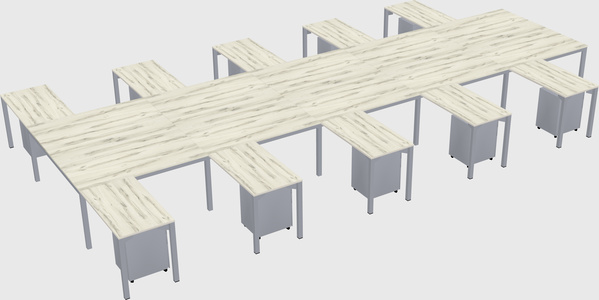 Shared l-shaped desk