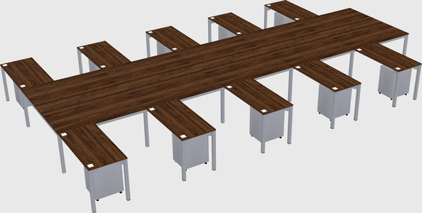 Shared l-shaped desk