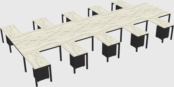 Shared l-shaped desk