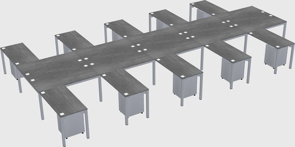 Shared l-shaped desk