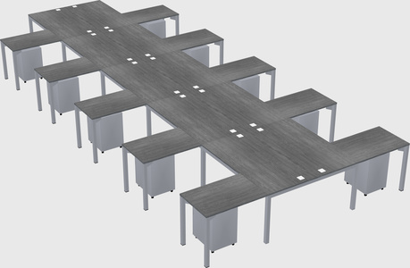 Shared l-shaped desk