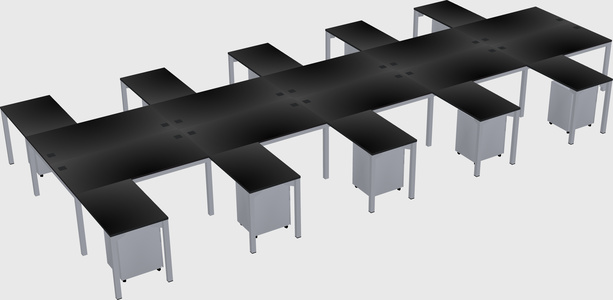 Shared l-shaped desk