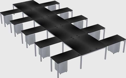 Shared l-shaped desk