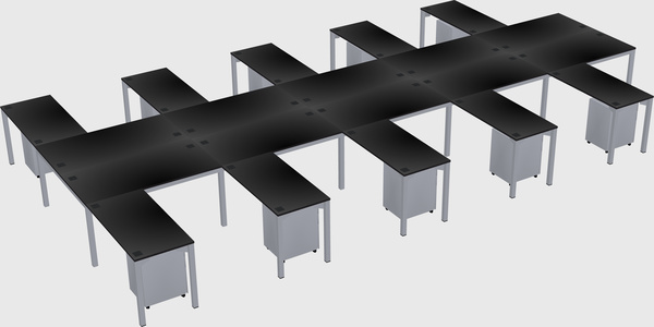 Shared l-shaped desk