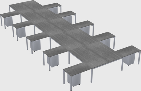 Shared l-shaped desk