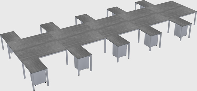 Shared l-shaped desk