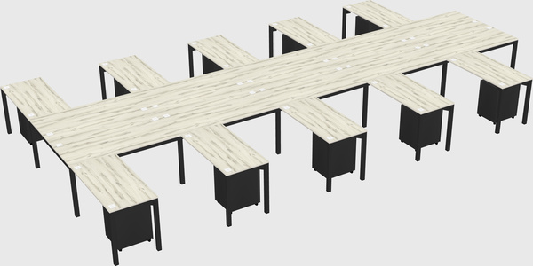 Shared l-shaped desk