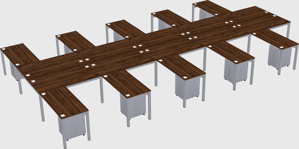 Shared l-shaped desk