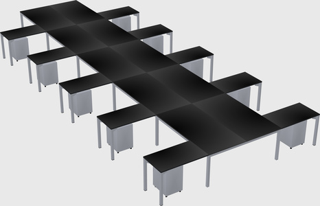 Shared l-shaped desk
