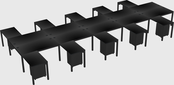 Shared l-shaped desk