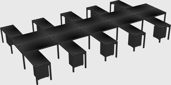 Shared l-shaped desk