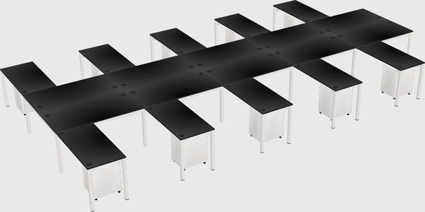 Shared l-shaped desk