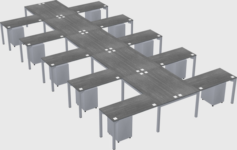 Shared l-shaped desk