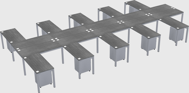 Shared l-shaped desk