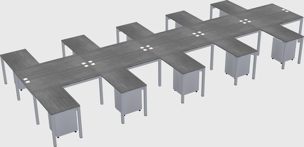 Shared l-shaped desk