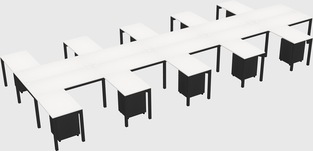 Shared l-shaped desk
