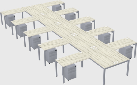 Shared l-shaped desk
