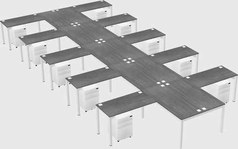 Shared l-shaped desk