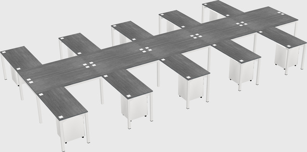 Shared l-shaped desk
