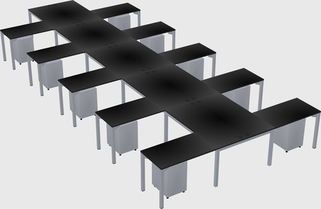 Shared l-shaped desk