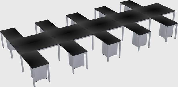 Shared l-shaped desk
