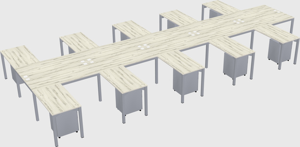 Shared l-shaped desk