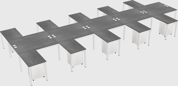 Shared l-shaped desk