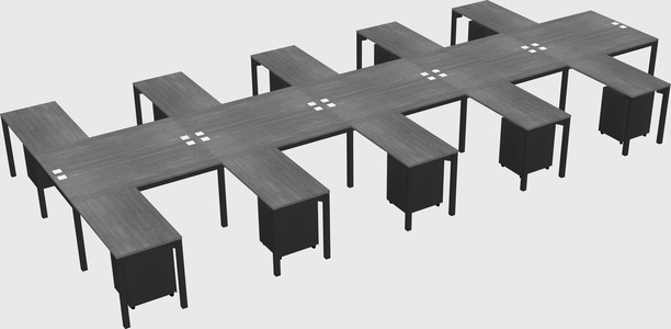 Shared l-shaped desk