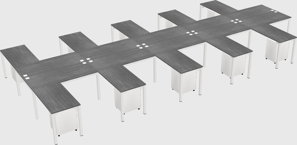 Shared l-shaped desk