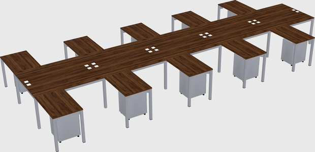 Shared l-shaped desk