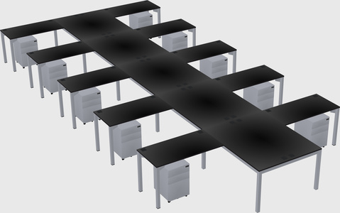 Shared l-shaped desk