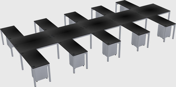 Shared l-shaped desk