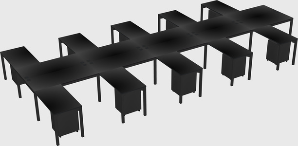 Shared l-shaped desk