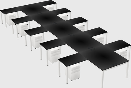 Shared l-shaped desk
