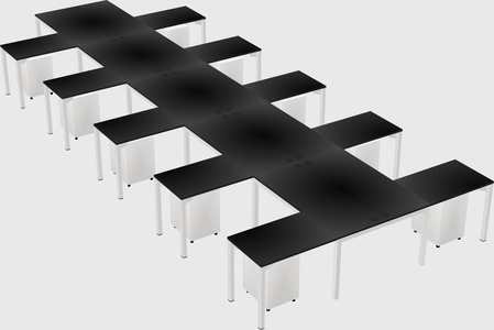 Shared l-shaped desk