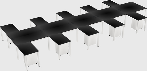 Shared l-shaped desk