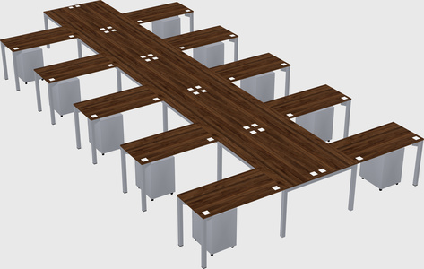 Shared l-shaped desk