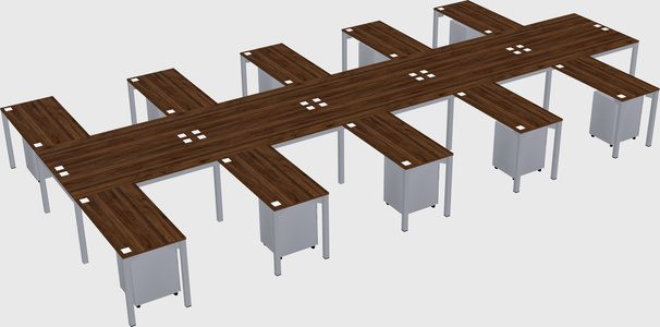 Shared l-shaped desk