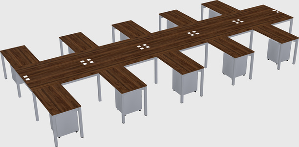 Shared l-shaped desk