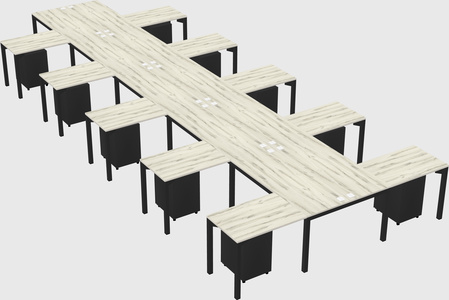 Shared l-shaped desk