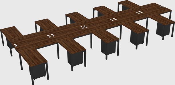 Shared l-shaped desk
