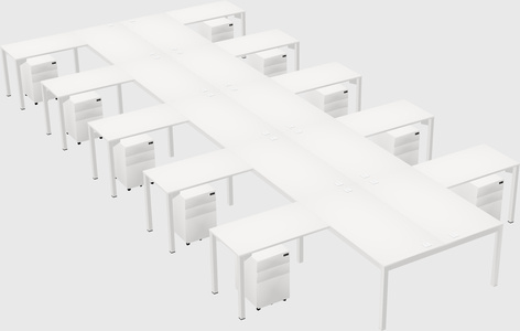 Shared l-shaped desk