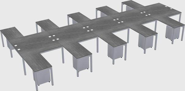Shared l-shaped desk
