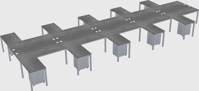 Shared l-shaped desk